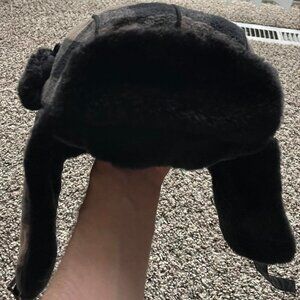 Peter Grimm Hat, Womens One Size Black Faux Fur Lined Bomber Hat, Cotton Lining